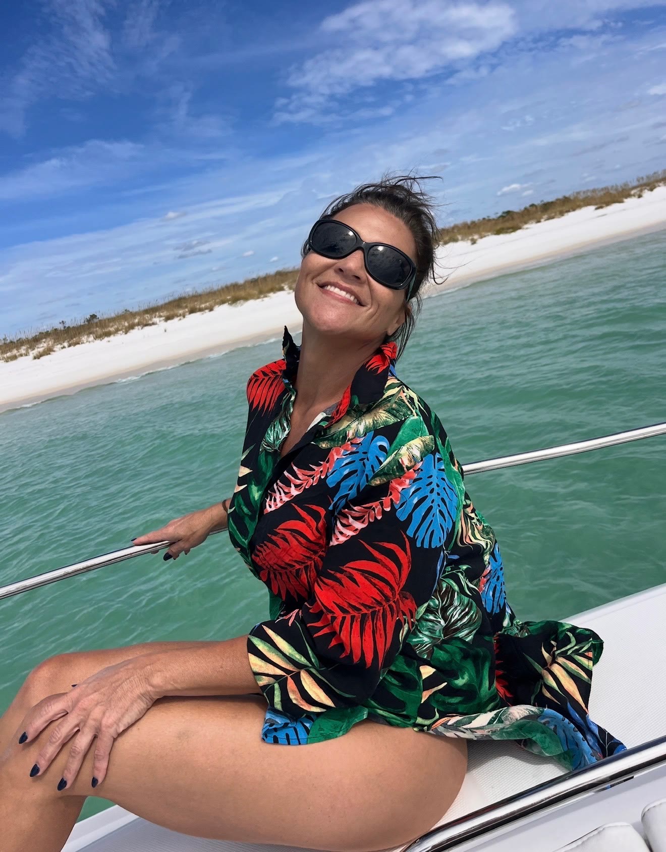 Guests aboard the Salty Crook yacht on the Emerald Coast
