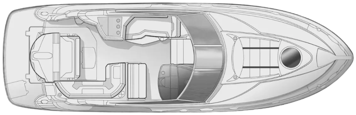 Top-down deck plan of the Monterey 295 sport yacht